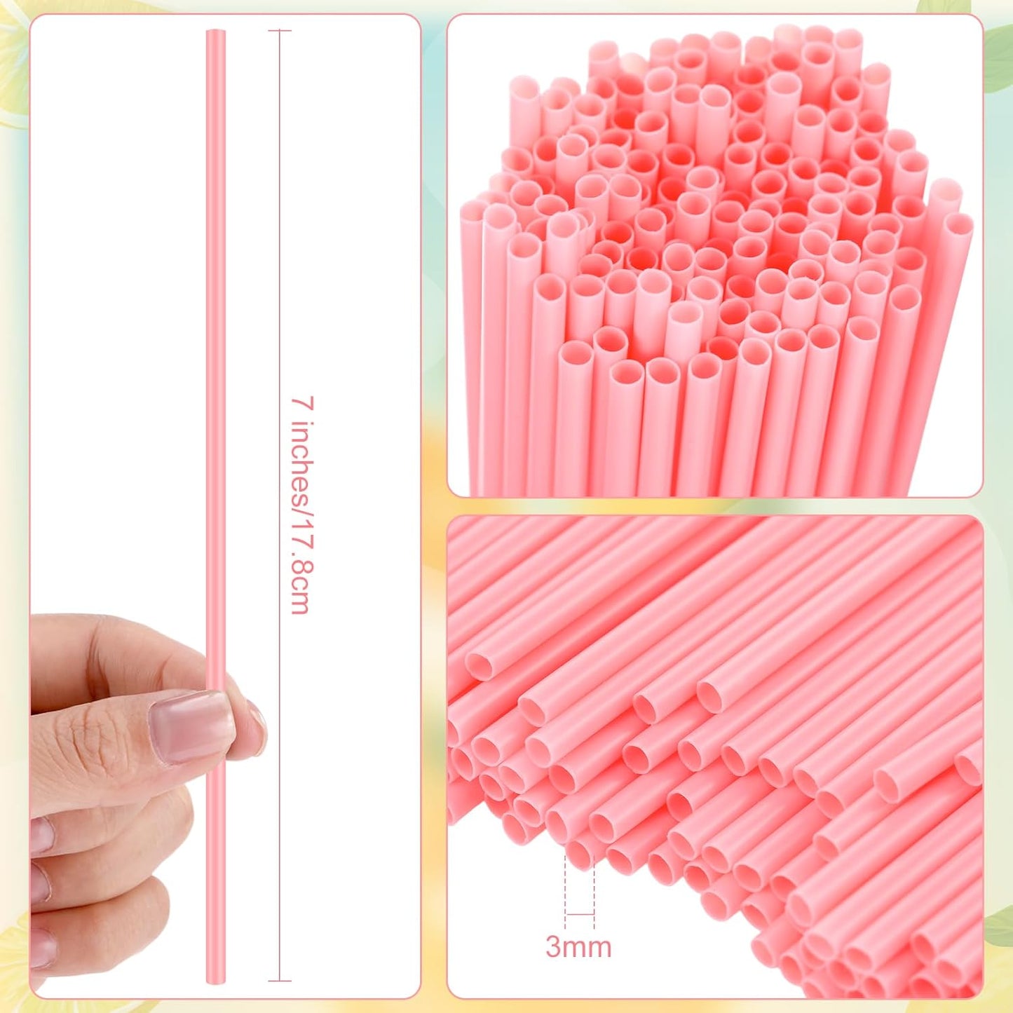 6000 Count Coffee Cocktail Stirrers Straws Disposable Plastic Sip Stir Sticks Cocktail Drink Stirrers Sticks Cups Straws for Bars Juice Drinking(Pink,7 Inch)
