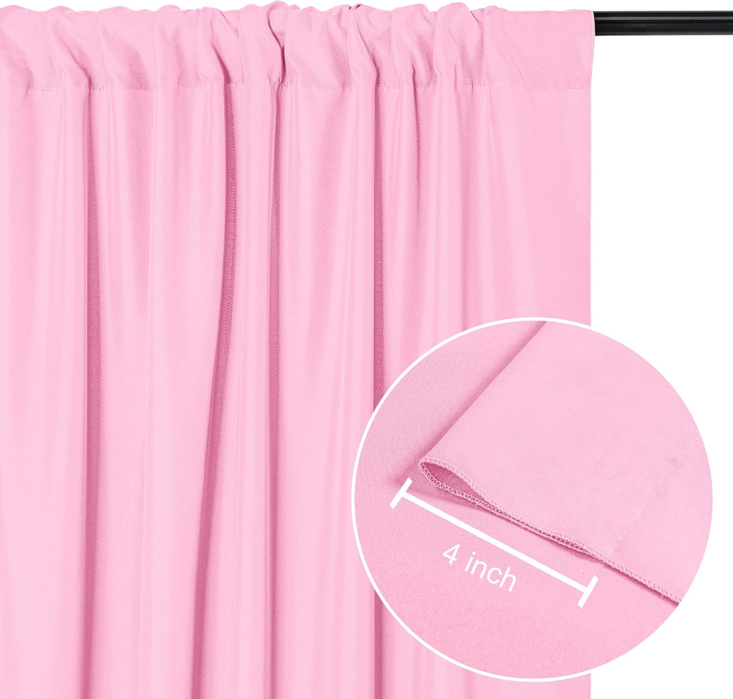 DWCN Pink Backdrop Curtains for Parties, Background Curtains Photography Backdrop Drapes with Rod Pockets for Wedding Decorations Stage Birthday Family Gatherings, 2 Panels 5ft x 10ft