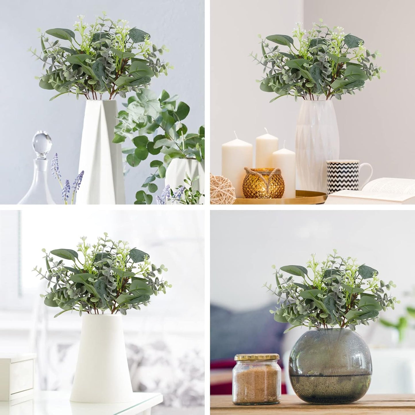 40 Pcs Artificial Greenery Eucalyptus Stem Silver Dollar Leaves Baby Eucalyptus Leaves Suitable for Family Wedding Vase Centerpieces Bouquet Flower Arrangement