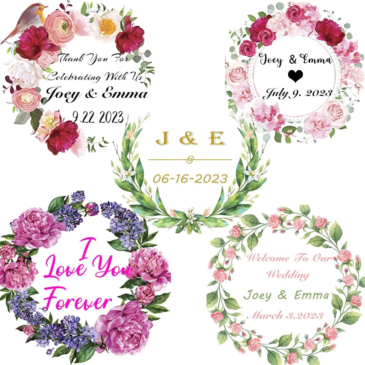 200 Pack Custom Stickers Personalized Labels for Business Logo Customized Vinyl Wedding Favors Birthday Baby Bridal Shower Make Your Own 1 Inch-10 Inch,lable-flower200