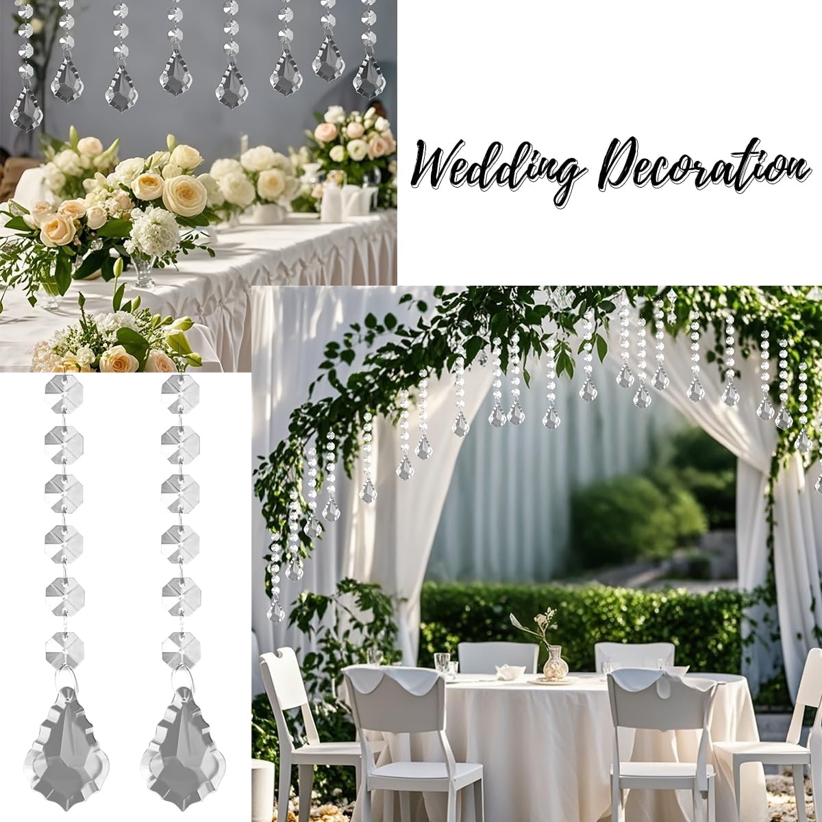 50 Pack Hanging Crystals - Clear Acrylic Prisms Pendant Ornaments for Christmas Tree, Centerpieces, Chandelier, Window & Home Decor, Ideal for Weddings, Parties Decorations (Maple Leaf)