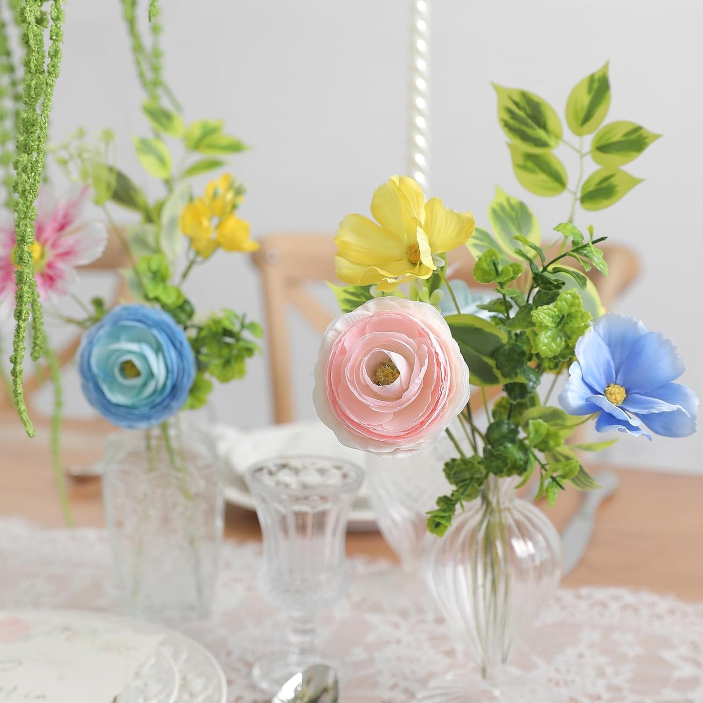 Serra Flora Artificial Flowers Combo Set Faux Flowers Bulk Flower Leaf with Stems for DIY Wedding Bouquets Centerpieces Baby Shower Party Home Decorations