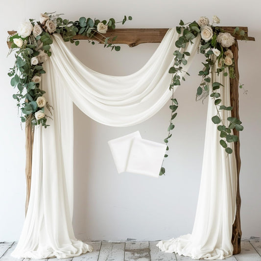 Wokceer Wedding Arch Draping Fabric 2 Panels 28.7" x 20FT Ivory Drapes Sheer Fabric Backdrop Arch Draping for Wedding Ceremony Birthday Party Bridal Shower Decoration