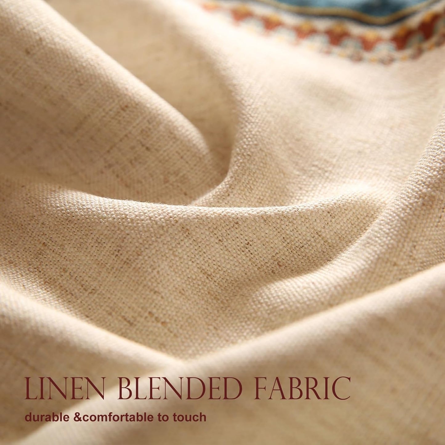 patdrea Designer Beige Farmhouse Geometric Patterned Linen Table Runner 87 Inch Long,Wrinkle Resistant Table Mat,Decoration for Kitchen Dining and Coffee Tables Banquet Christmas , 12"x87"