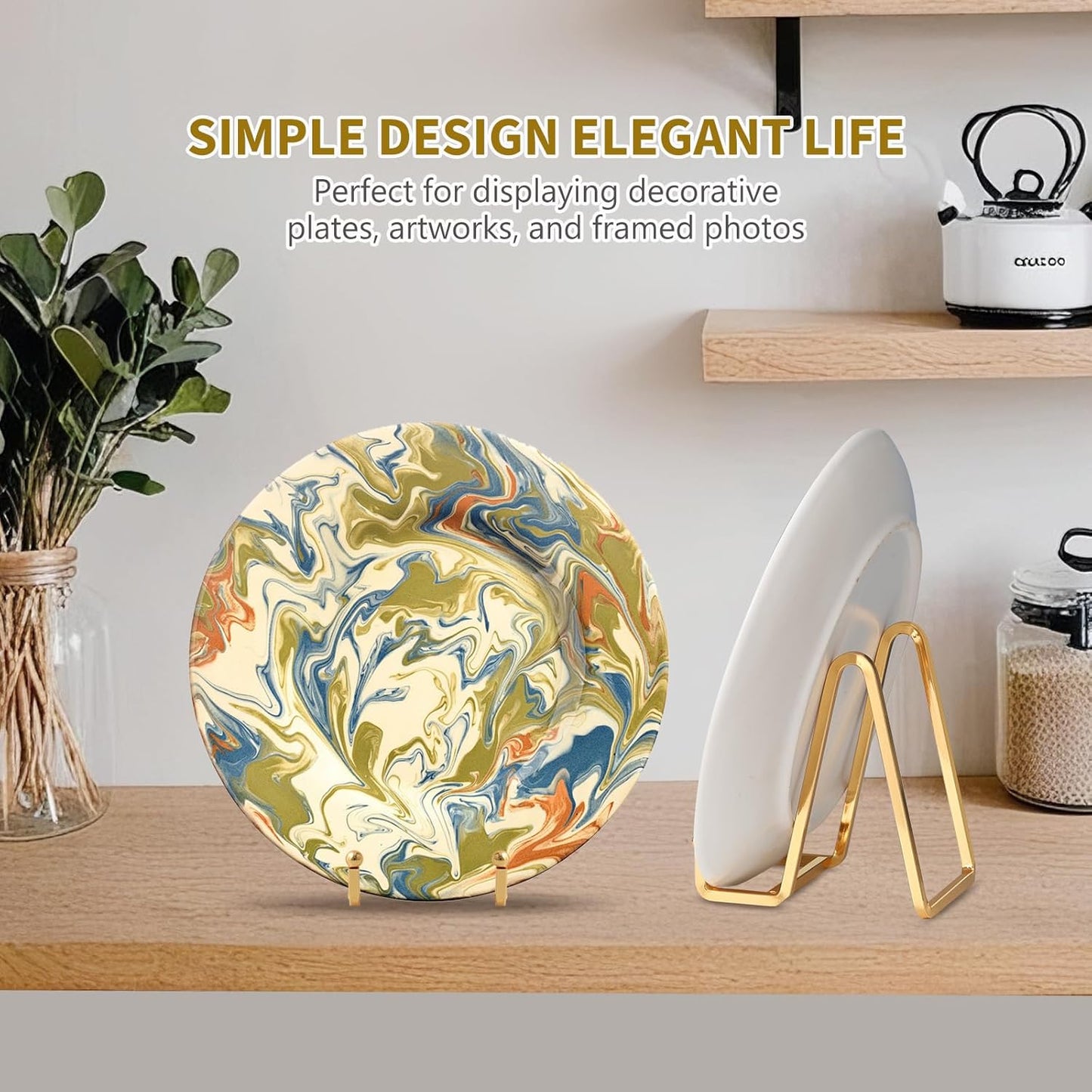 Plate Holder Easel Display Stand - 6 inch Metal Plate Stands for Display - Tabletop Picture Stand - Gold Iron Easels for Display Pictures | Photo Frames | Book | Decorative Plates | Plaque - 2 Pack