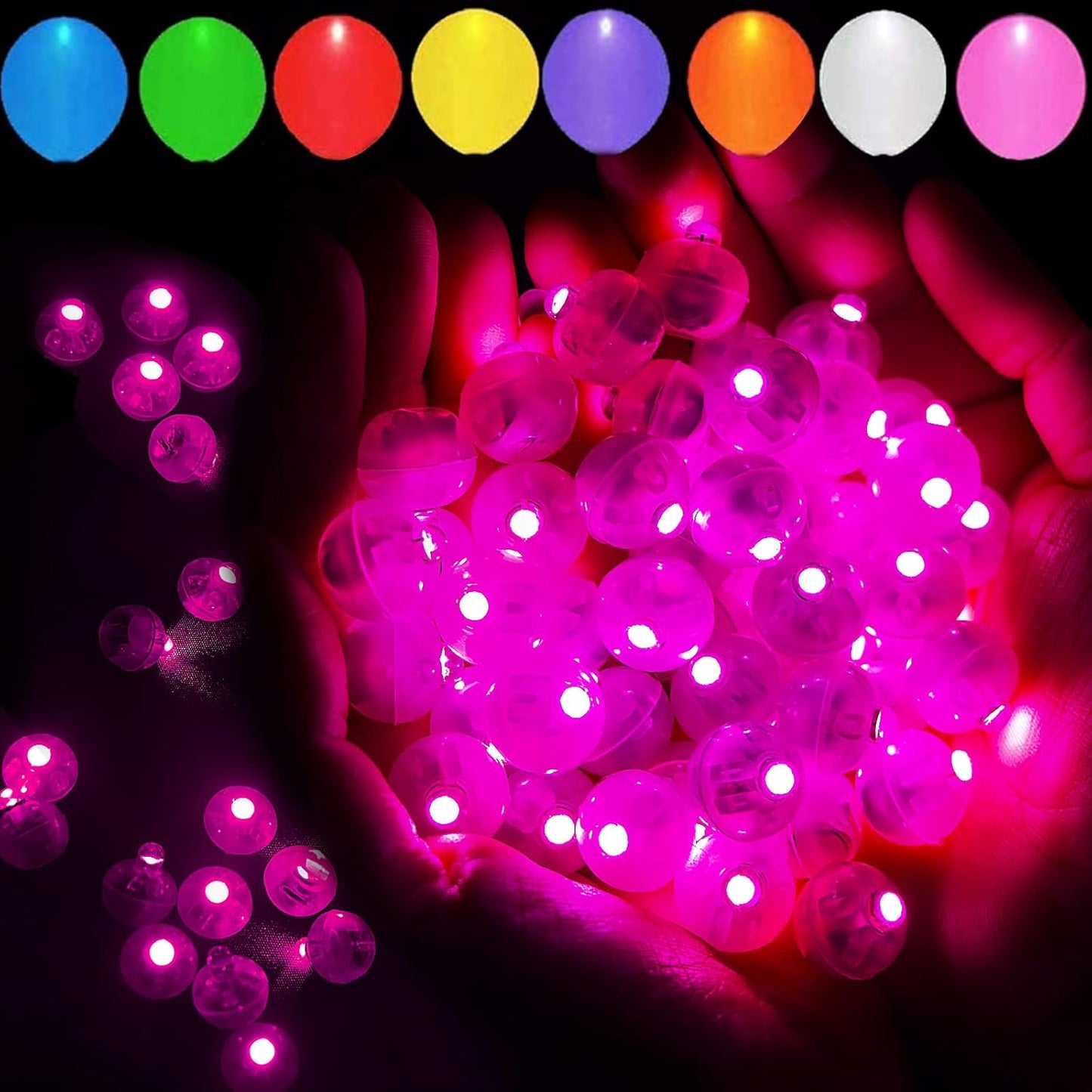 Aogist 200pcs Pink LED Balloon Light, Mini Tiny Light Round Led Ball Lamp for Paper Lantern Balloon Indoor Outdoor Party Event Birthday Party Wedding Decoration Halloween Christmas Supplies