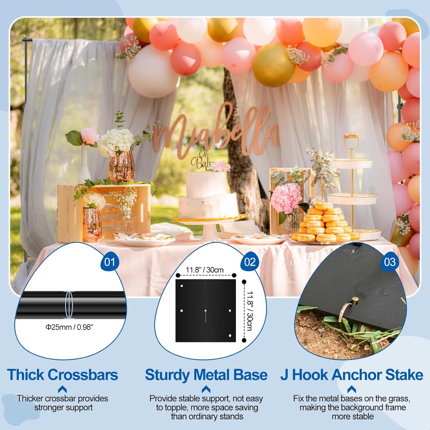 FUDESY Heavy Duty Backdrop Stand, 8.5x10ft Adjustable Photo Background Stand Support System Kit with Steel Base, Pipe and Drape Photography Backdrop Stand Kit for Parties Wedding Birthday