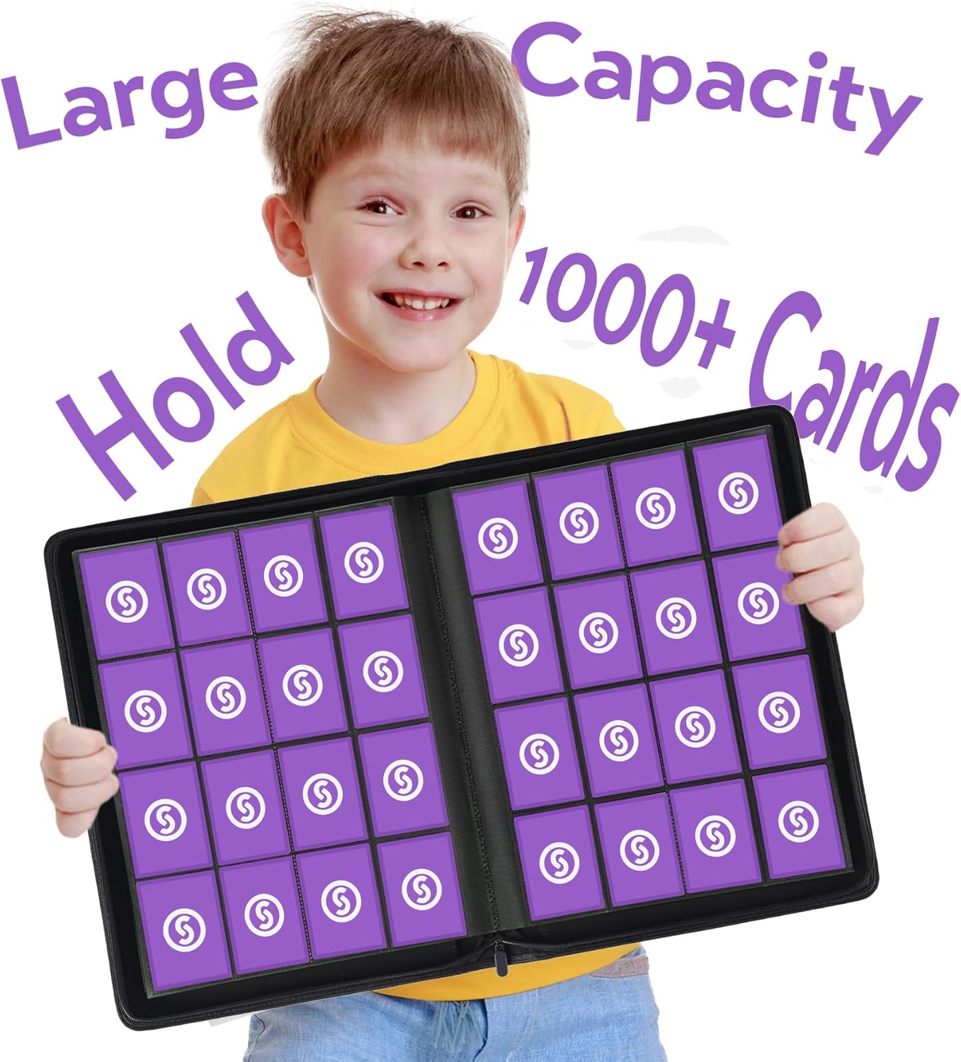 1000+ Pockets Trading Card Binder, Premium 16 Pocket Card Binder, Ringless Side Loading Collection Album Holder Folders for MTG, TCG, Game Cards & Sports Cards (Purple)