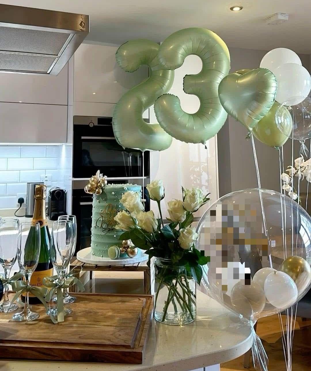 Large 40 Inch Sage Green 3 Number Balloon, 3 13 23 30 33 36 38 Oliver Green Birthday Party Decorations, Numbers Three Foil Balloons for Anniversary Party Graduations Celebration Supplies