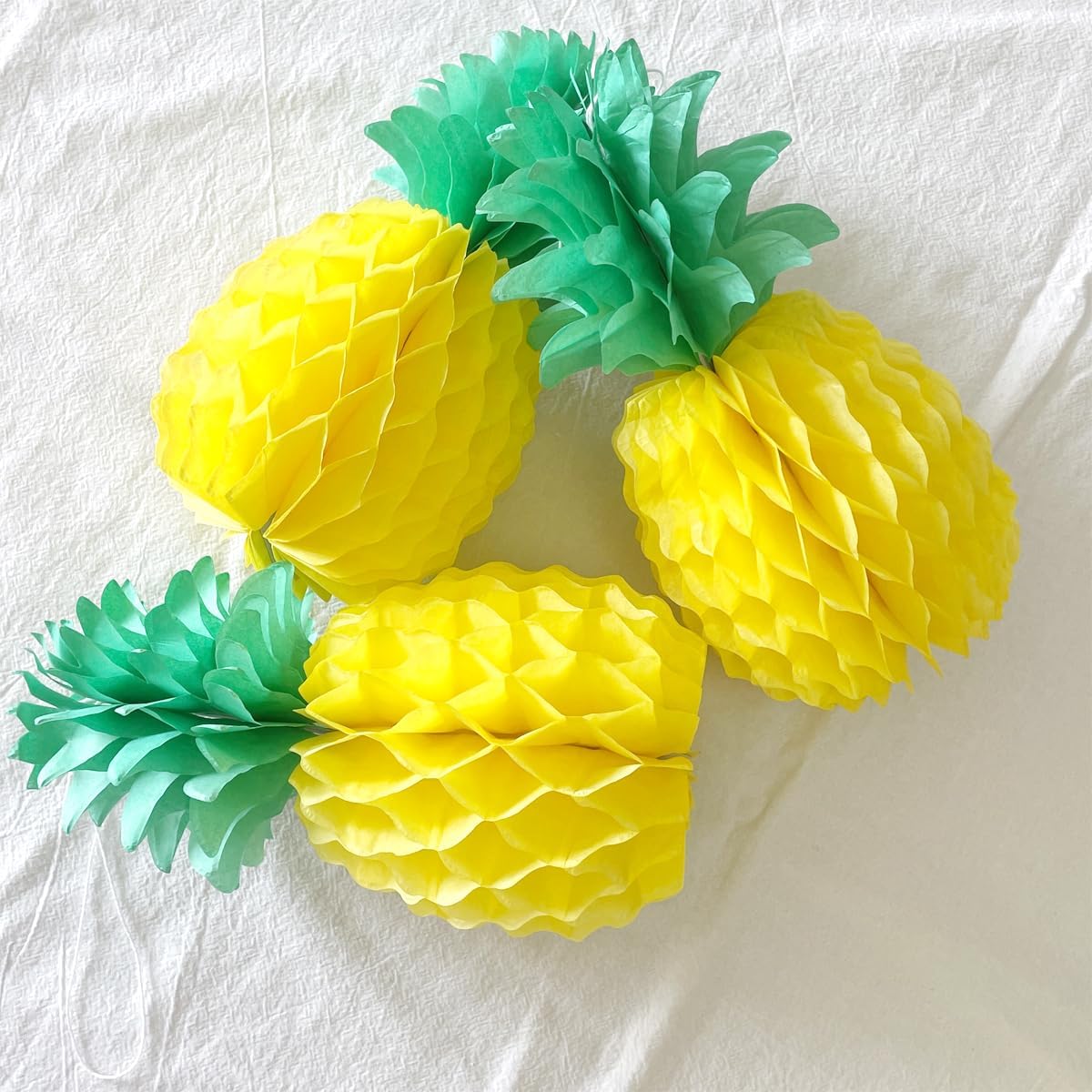 10inch Paper Pineapple Honeycomb Decorations 8pcs Tissue Party Pineapple Centerpieces Hanging Pineapple for Table Decor for Summer Tropical Hawaiian Beach Decor