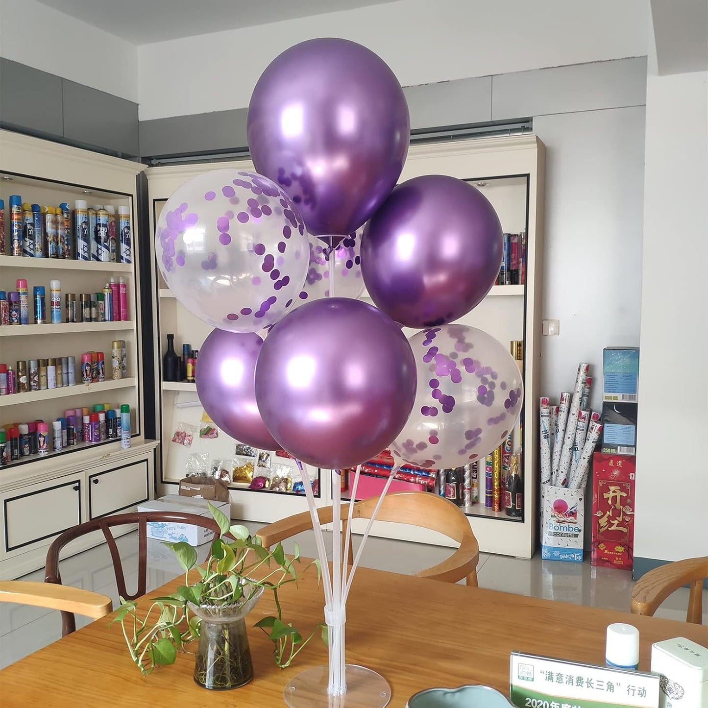 Purple Balloon Stand Centerpiece Table Decorations for Birthday Bridal Shower Wedding Engagement Mother's Day Graduation Halloween Party Decorations(Purple set4)