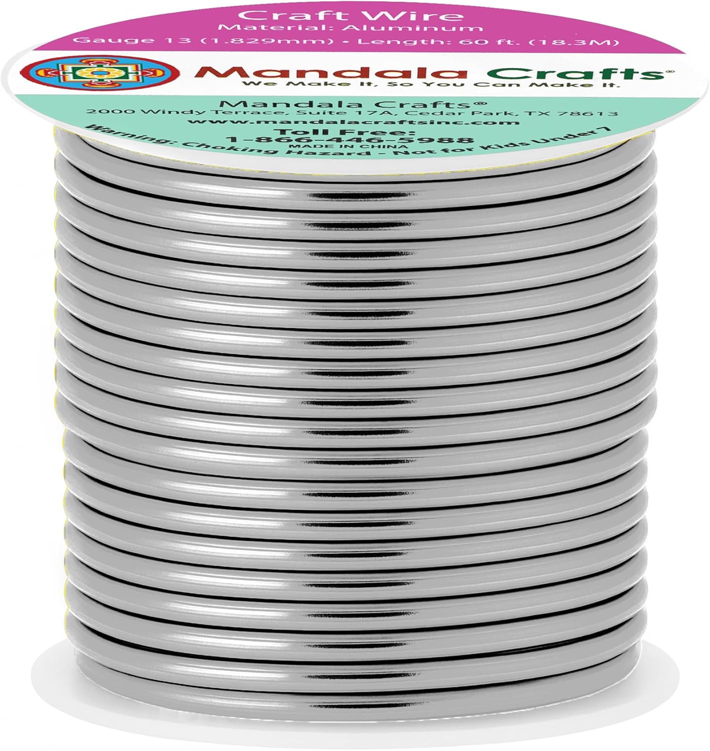 Mandala Crafts 13 Gauge Anodized Aluminum Craft Wire for Jewelry Making - 60 FT Colored Flexible Gray Wire - Bendable for Bonsai Armature Crafting Sculpting