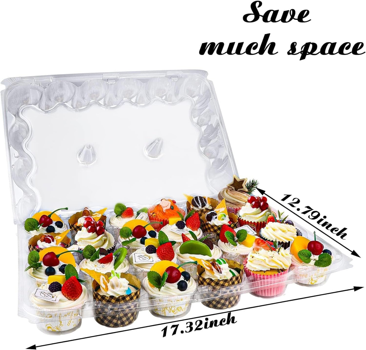 TWOWYHI 24 Counts x 10 Sets Cupcake Containers Cupcake Boxes Plastic Cupcakes Carrier Holders for Clear Plastic Disposable Cupcakes Container with Detachable Tall Lid