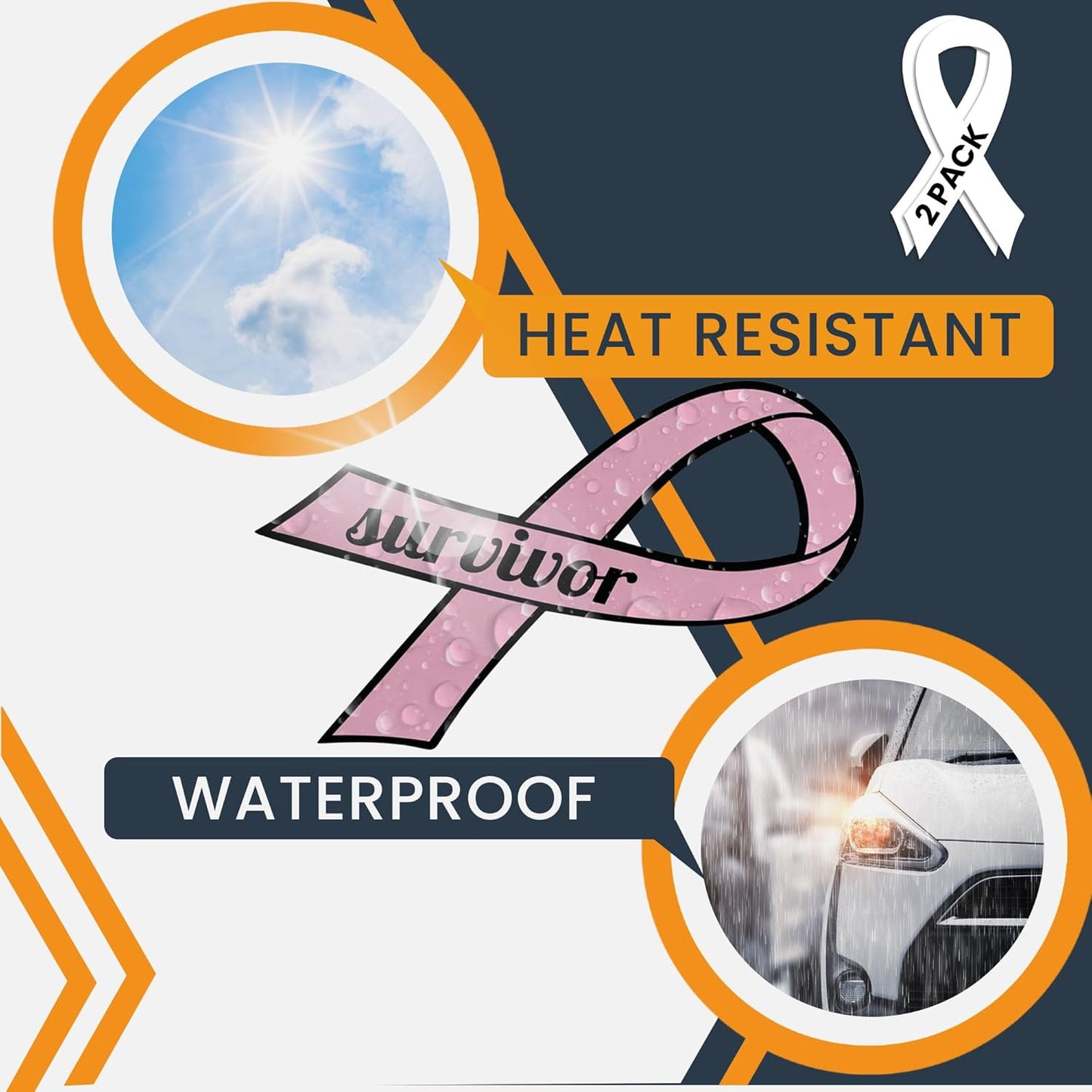 Magnet Me Up Breast Cancer Survivor Pink Ribbon Magnet Decal - 3.5x7 Inches, 2 Pack, Automotive Magnet for Car, Truck, SUV - Show Support and Raise Awareness with This Meaningful Auto Magnet