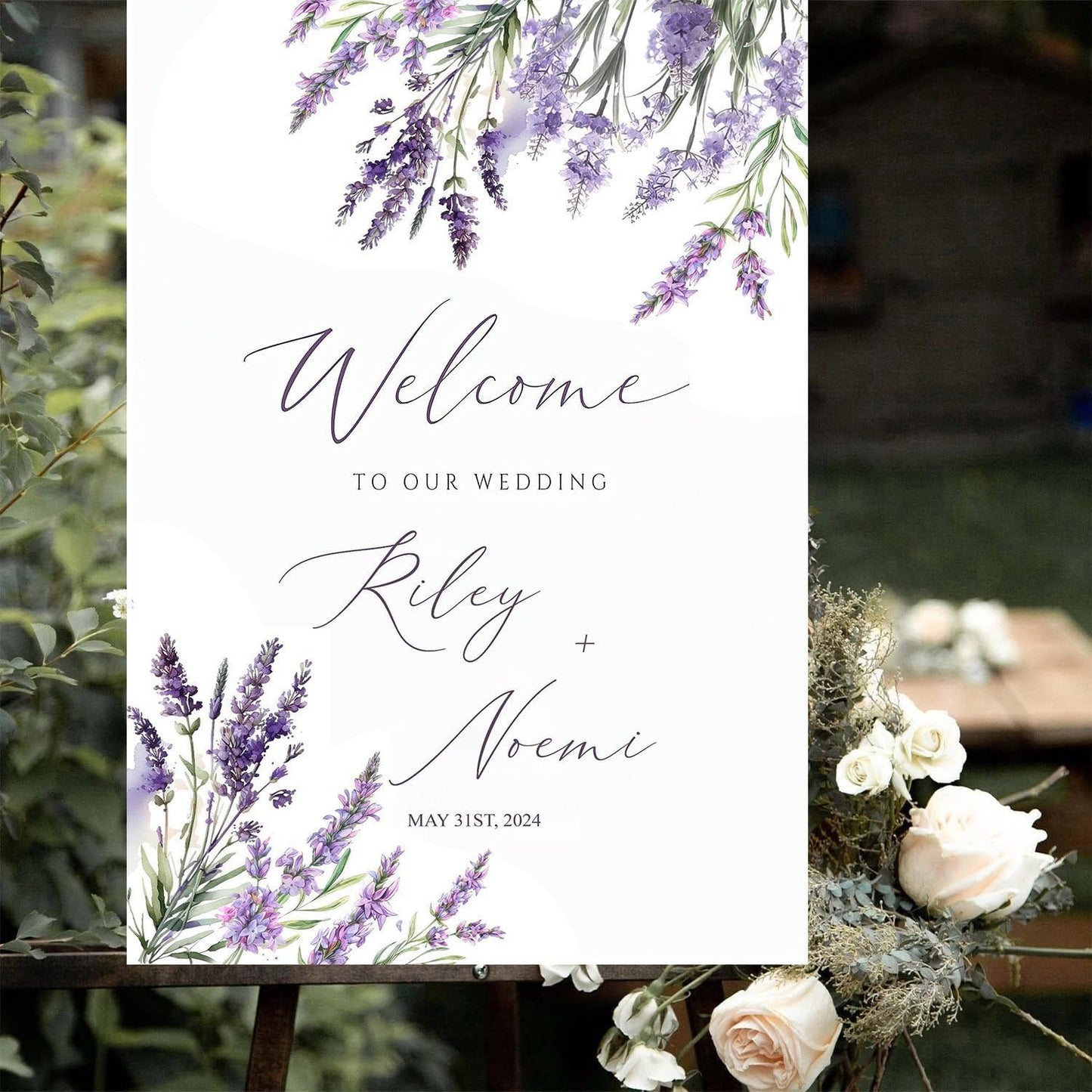 Lavender Floral Boho Wedding Welcome Sign, Welcome Sign Wedding, Custom Wedding Welcome Sign