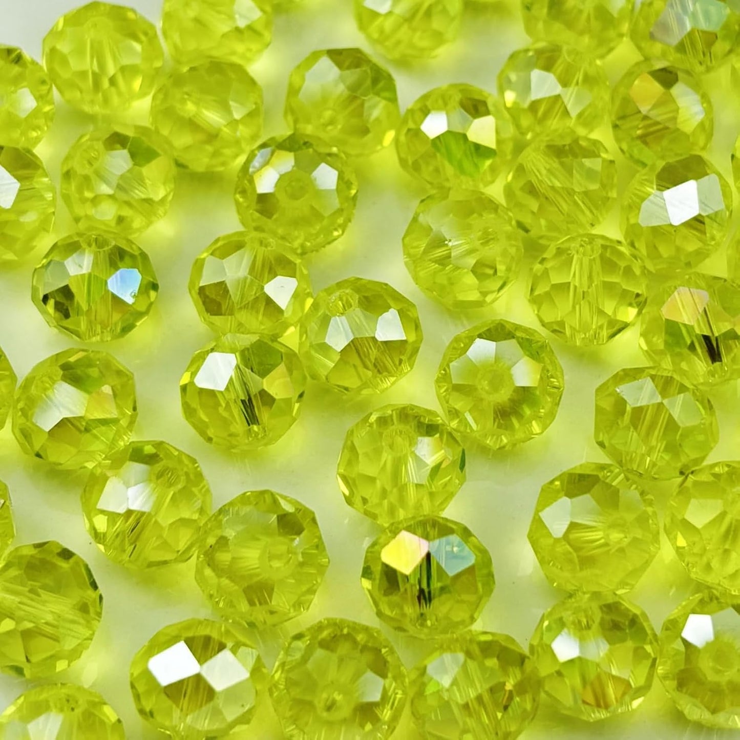 200pcs 6mm Crystal Glass Beads for Crafts Faceted Rondelle Glass Beads for Jewelry Making Crystal Spacer Beads for Necklaces Bracelets Earrings DIY Craft(Lemon Yellow AB)