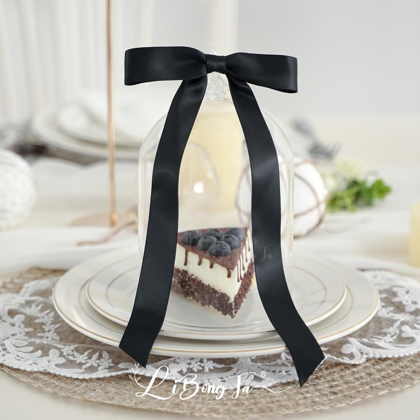 50 PCs Black Bow Decor 5.5'' Satin Bows with Long Tail, Twist Tie Bows for Craft, Packaging Ribbon Bows, Premade Bows for Cake Decorating, Gift Bows for Treat, Wedding Favor, Party