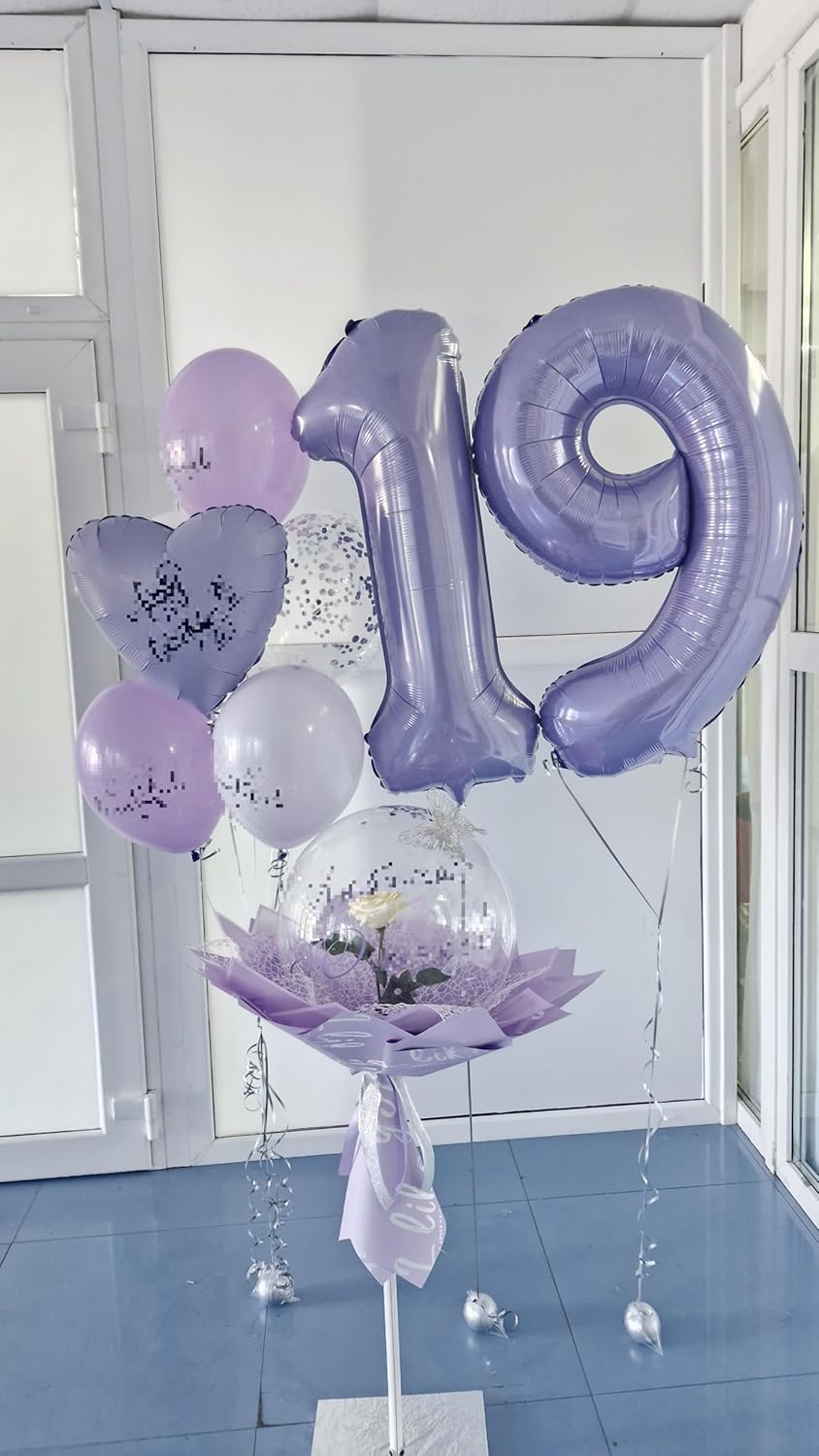 Big Lilac 40 Inch 9 Balloon Number, Jumbo Giant 9th 19 29 39 49 99 Birthday Party Decorations, Large Lavender Foil Balloons Anniversary Birthday Party Engagement Decorations