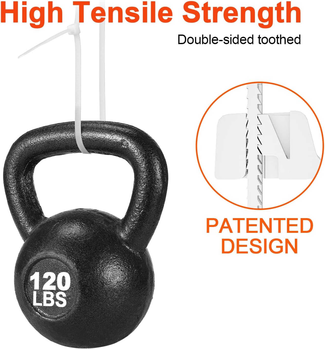 12 Inch White Zip Ties Double Sided Toothed,120 LBS Tensile Strength Heavy Duty Cable Wire Ties With Self-Locking Adjustable More Durable Nylon Tie Wraps for Indoor Outdoor（100 Pack）