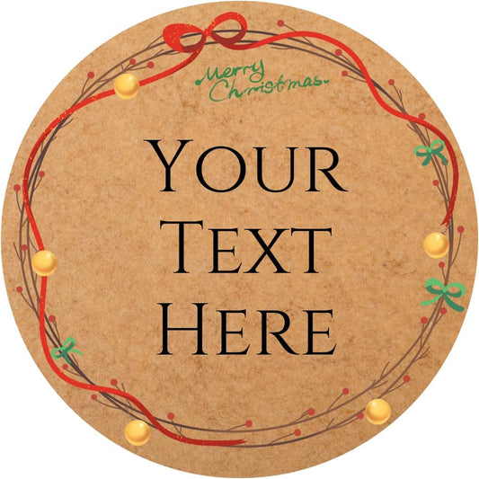 100-1000pcs Custom Stickers Merry Christmas Stickers Personalized Labels Adhesive Xmas Decorative Envelope Seals Stickers for Cards Gift Boxes (Round Kraft -8)