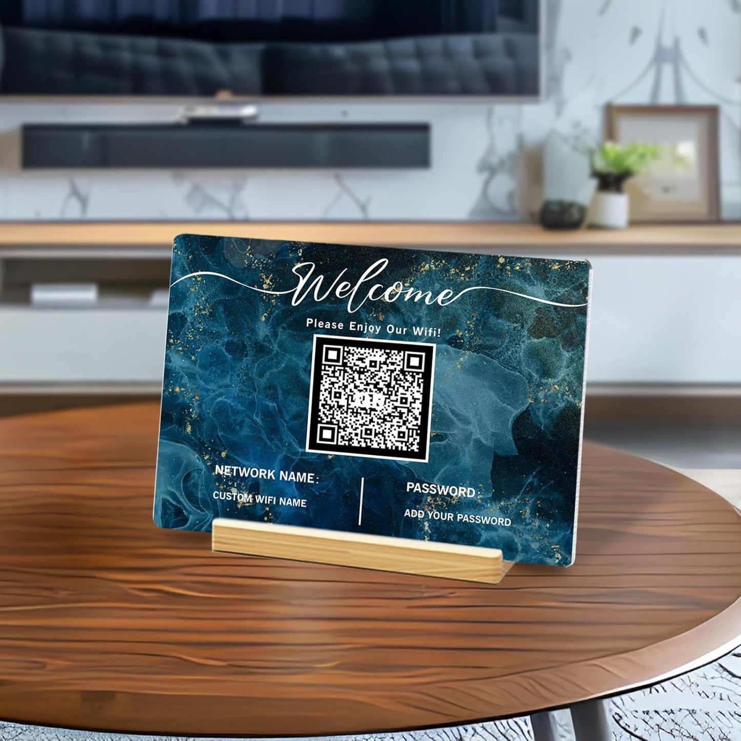 Personalized Custom Metal QR Code Sign Venmo Cashapp Scan to Pay with Stand Instagram Facebook Social Media QR Signs Bar Code QR Plaque Print for Business Salon Beauty Store Restaurant Wifi Sign (W5)