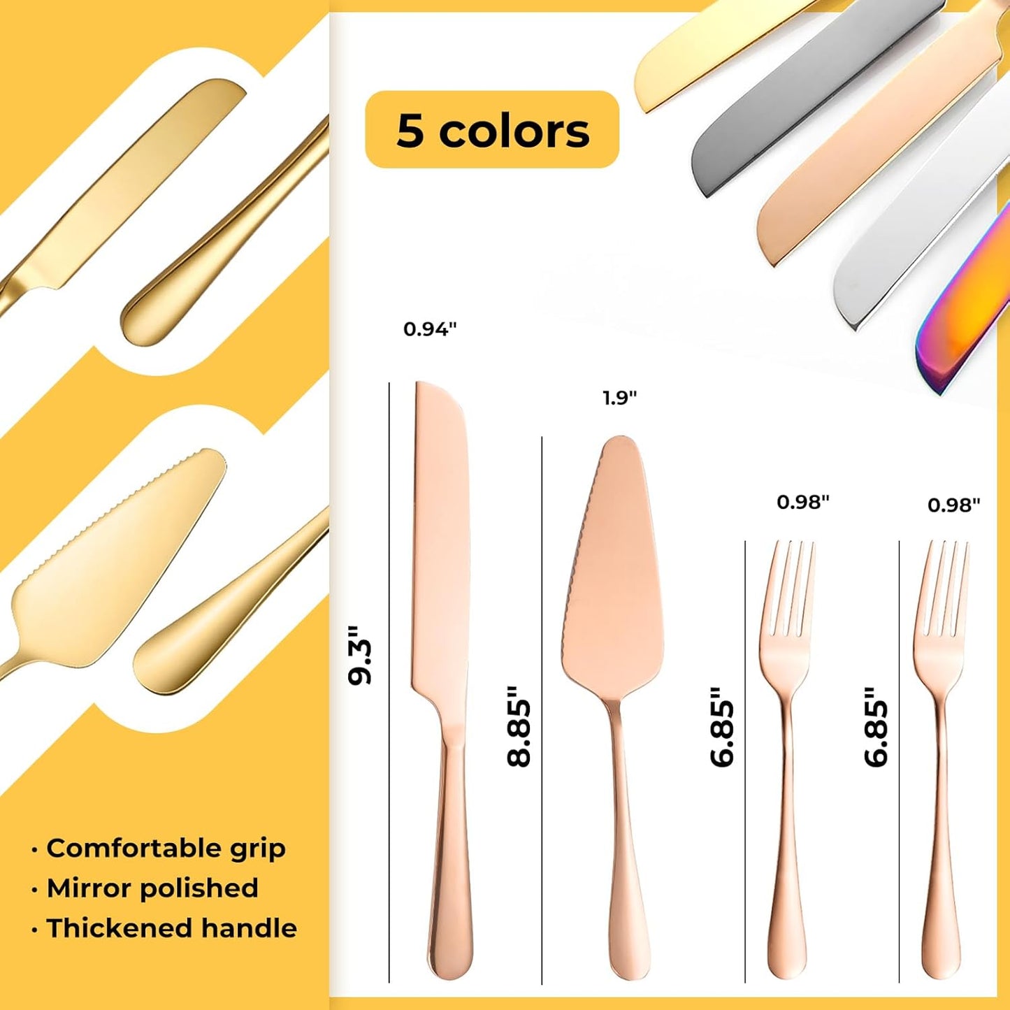 Personalized Wedding Cake Knife and Server Set Stainless Steel Forks Cake Cutter Server Engraved Cake Cutting Set for Wedding Anniversary Engagement Birthday Gifts