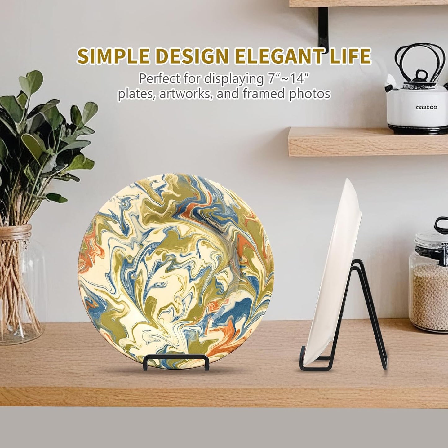 Plate Holder Easel Display Stand - 6 inch Metal Plate Stands for Display - Tabletop Picture Stand - Black Iron Easels for Display Pictures | Photo Frames | Book | Decorative Plates | Plaque - 2 Pack