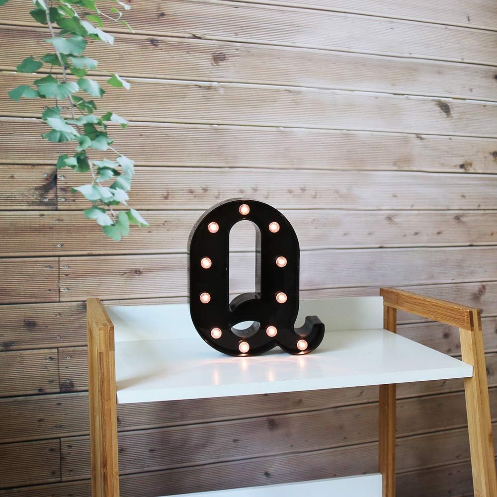 OYCBUZO Light Up Black Alphabet Marquee Letters Sign LED Marquee Number Lights Sign for Night Light Home Bar Christmas Lamp Birthday Party Wedding Decoration Q