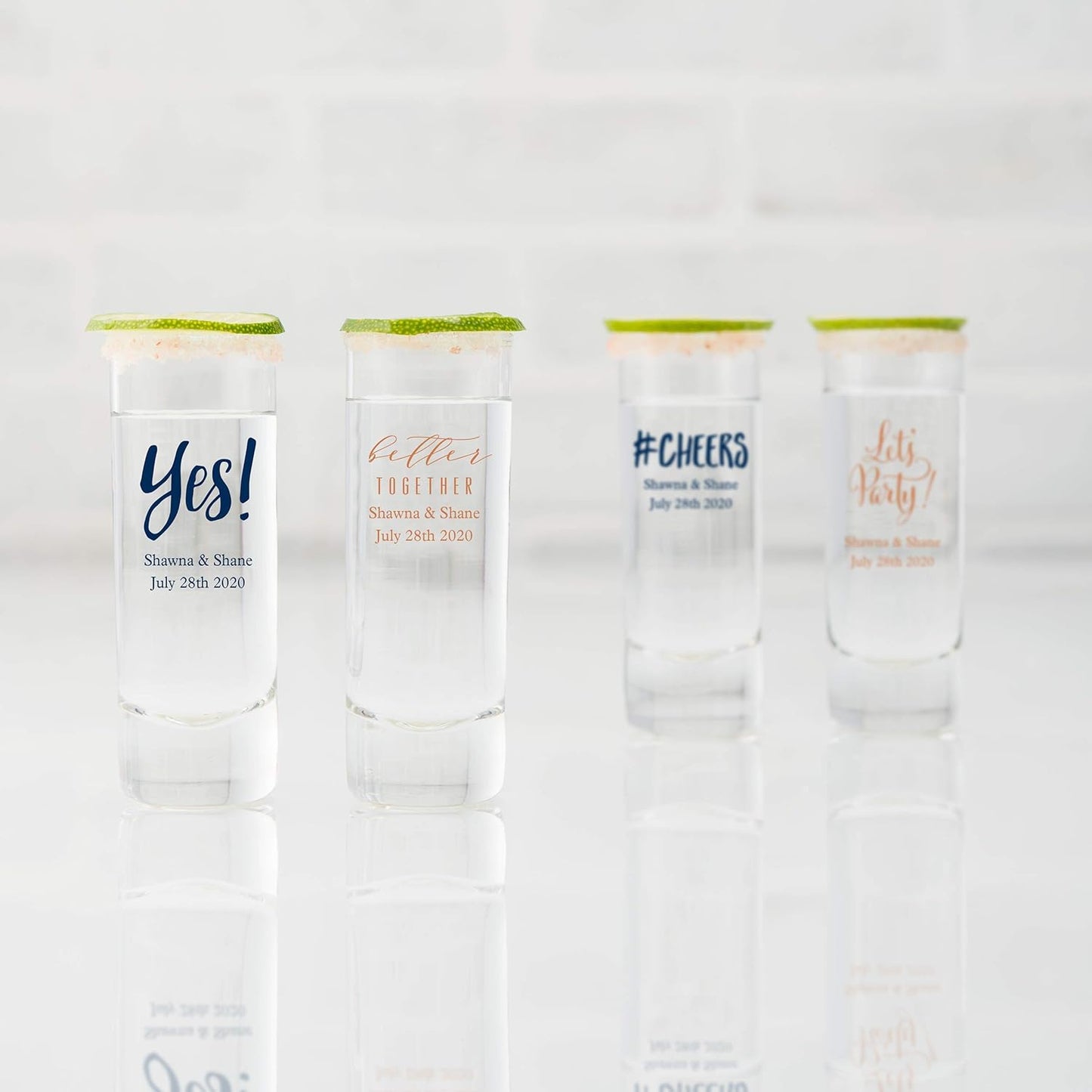WEDDINGSTAR Personalized 2.5oz Tall Shot Glass Customizable Full Color Print - 12 pack