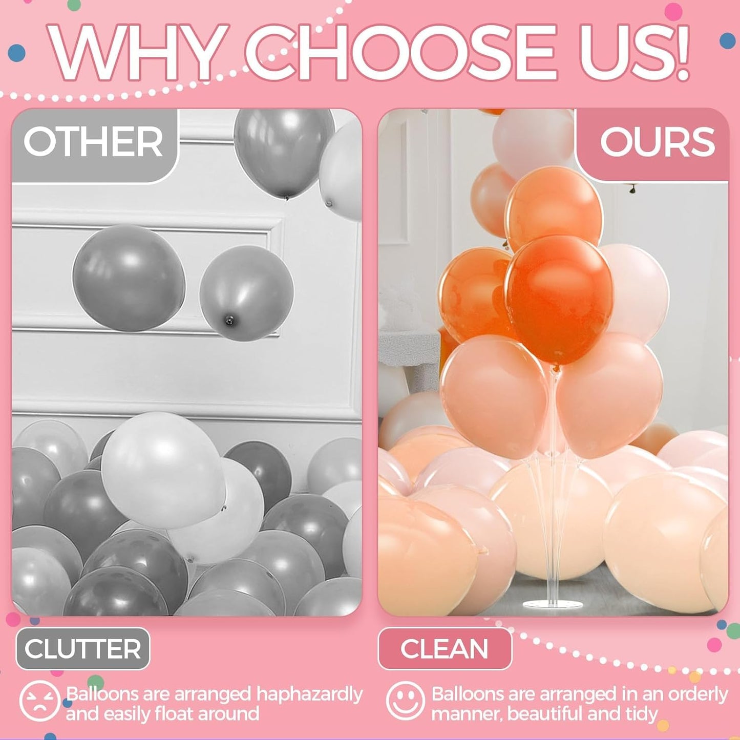 10 Set Balloon Stand Kit - Table Balloon Stands with Base, Easy Assembly Balloon Sticks, Reusable Balloon Holders for Baby Showers, Weddings, Birthdays, Party Decorations.