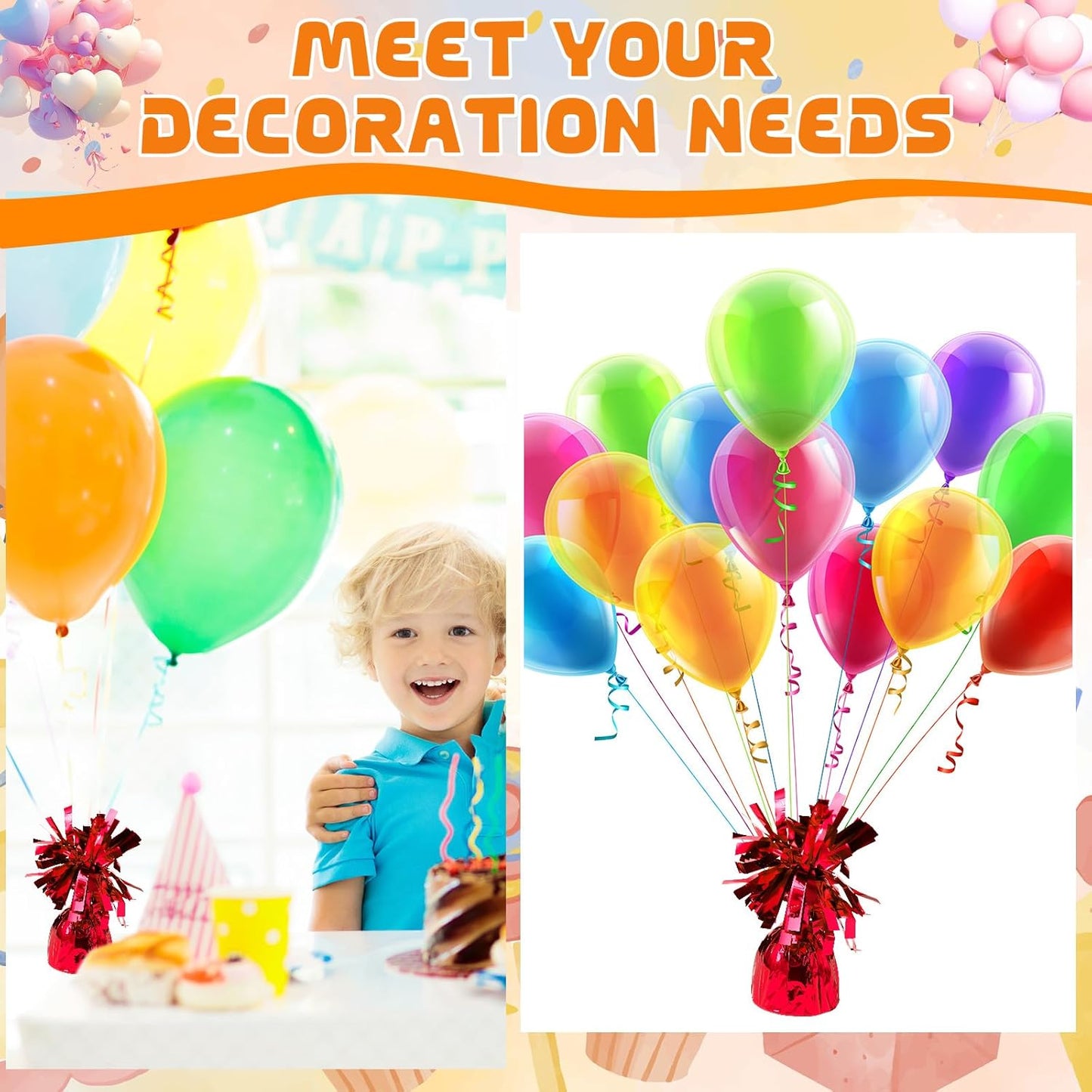 8 Pcs Red Metallic Balloon Weights Holder Anchors Balloon Holder Weights for Helium Balloons Birthday Graduation Party Christmas Wedding Celebration Decoration (Red)