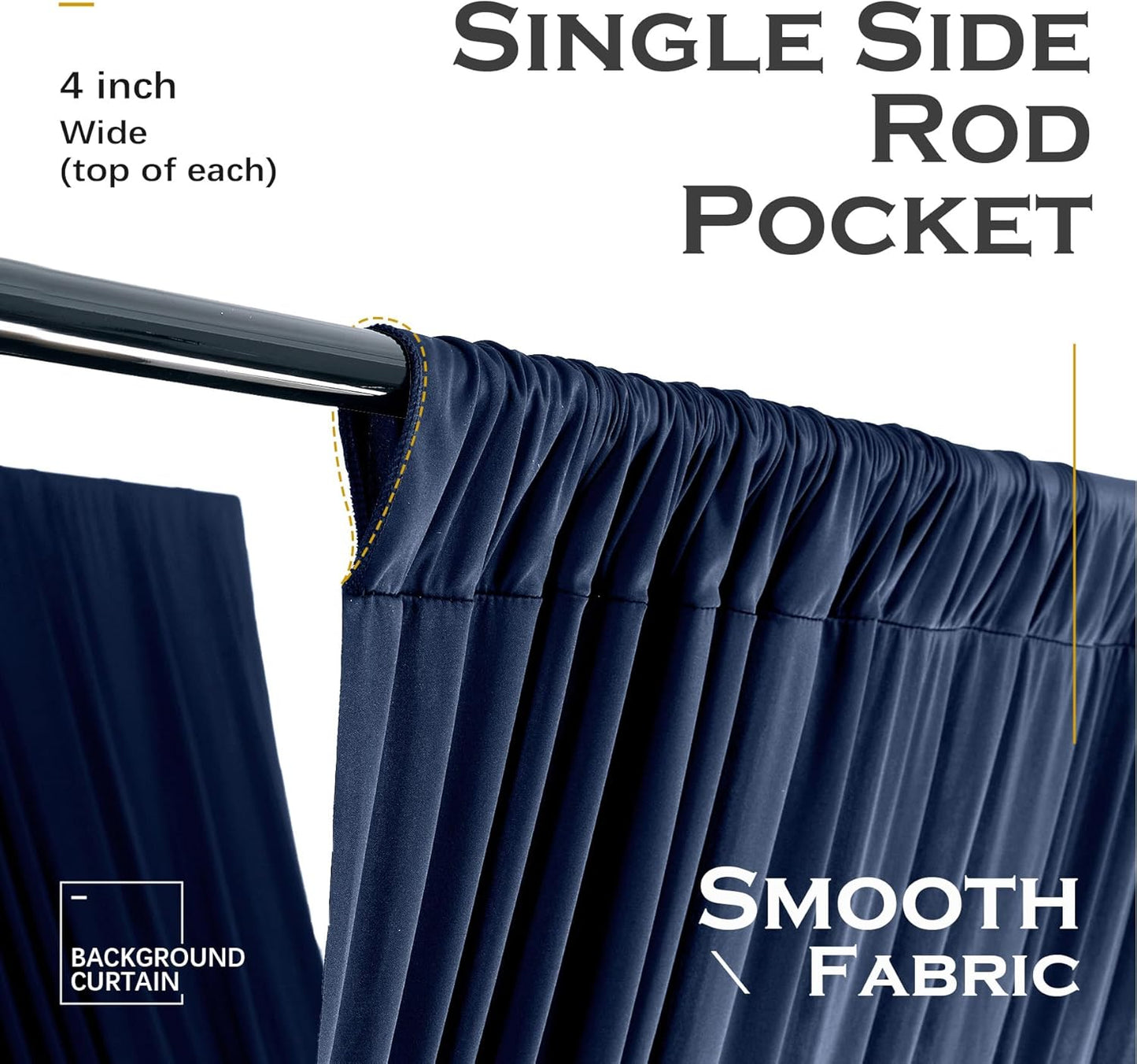 PartyVillage 20ftx40ft Navy Blue Ceiling Curtain for Wedding Parties – 4 Panels Wrinkle-Free 40 FT Long Tent Draping Curtains for Wedding, Birthday & Theme Parties, 40ft Height with Rod Pocket