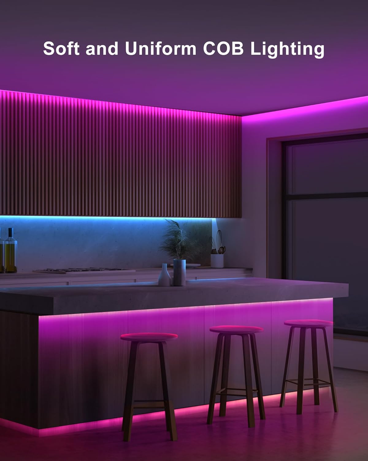 4.92ft Bluetooth RGB COB Led Strip Lights with Remote, Dimmable Smart App Led COB Light Strip, Color Changing Music Sync, Indoor RGB Led Lights for Bedroom, Home Decor, Party