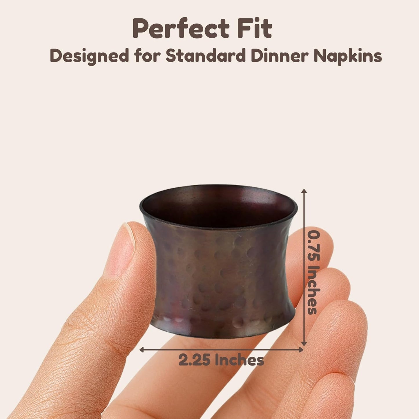 Drum Napkin Rings Set of 12 - Heavy Duty Napkin Holders, Hammered Napkin Rings Bulk for Party Decoration, Dinning Table, Everyday, Family Gatherings (Bronze) - ALPHA Living HOME