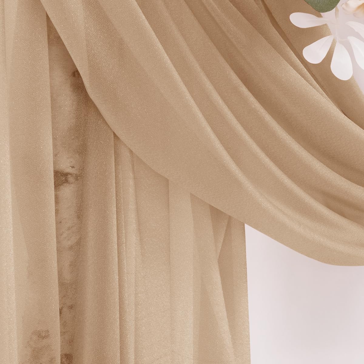 Nude Wedding Arch Draping Fabric 2 Panels 29" x 20 FT Coffee Drapes for Backdrop Sheer Curtains Wedding Drapes for Romantic Bridal Baby Shower Ceremony Birthday Party Fall Outdoor Events