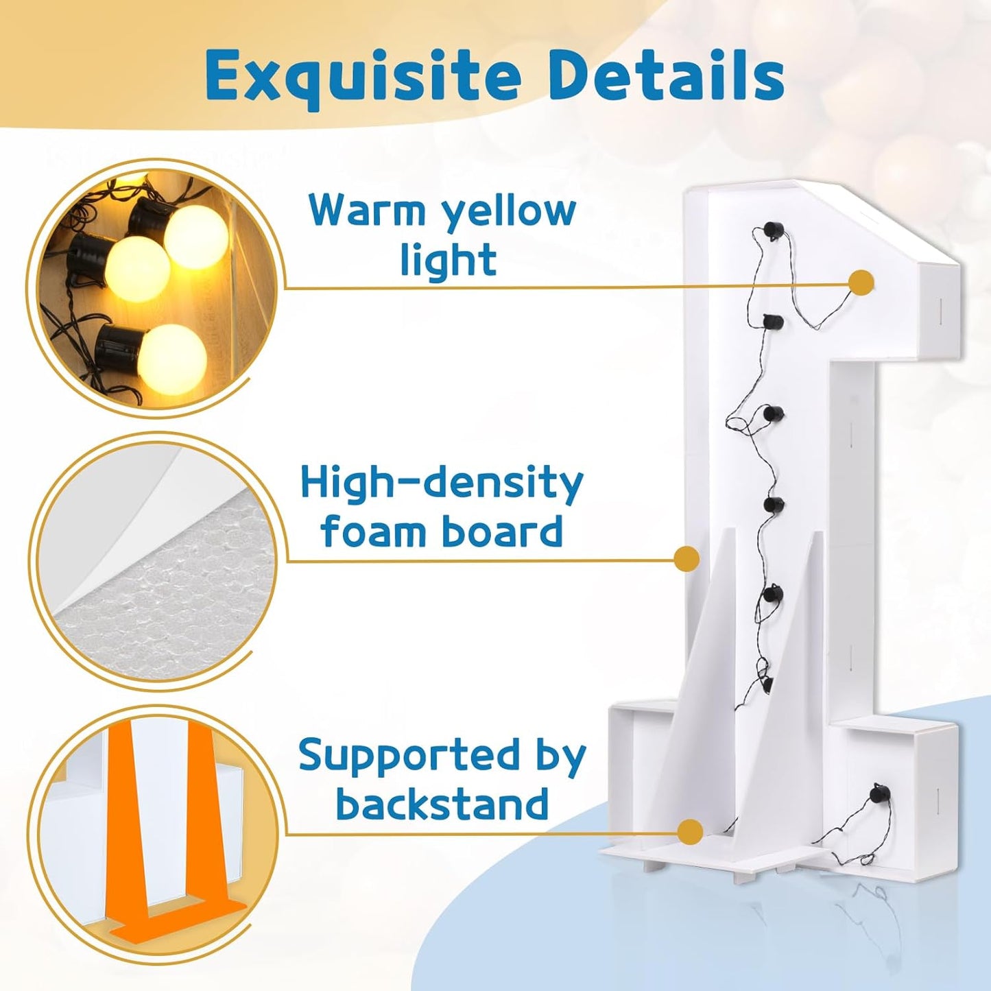 Marquee Numbers 3 Feet Tall Large Light Up Numbers 40th Birthday Decorations Women Men Big Yellow Light Outdoor Anniversary Decorations Balloon Arch Kit Party Backdrop 40