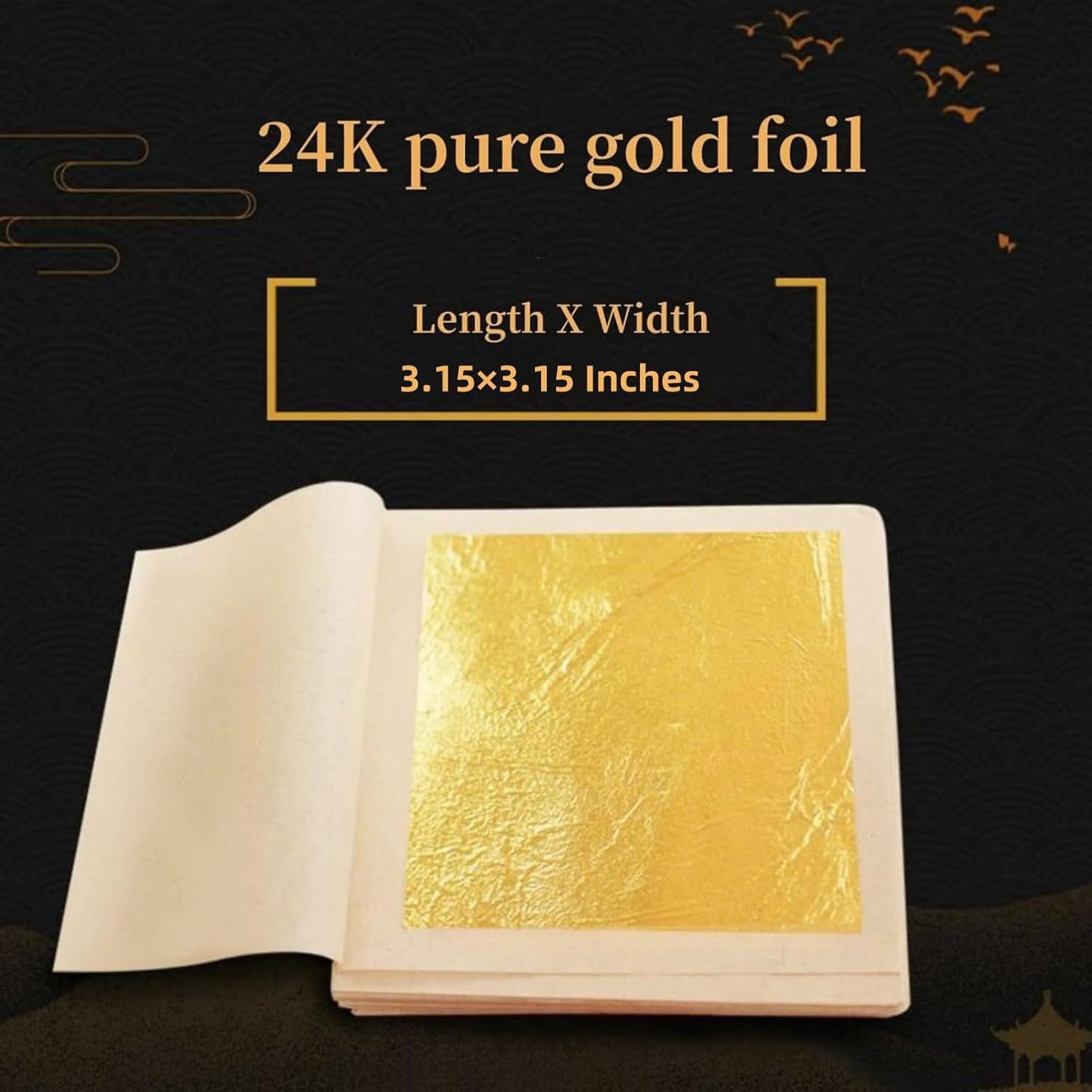 100 Sheets Gold Flakes With A Pair of Tweezers, Premium Gold Leaf 3.15×3.15 Inches Craft Art Decoration Perfect for Decorating Cakes Desserts Drinks Ice Cream Sushi