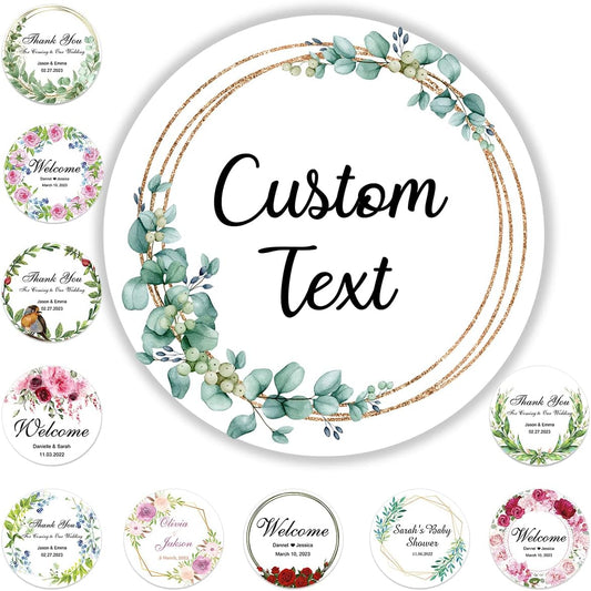 250 Pack Custom Stickers Personalized Labels for Business Logo Customized Vinyl Wedding Favors Birthday Baby Bridal Shower Make Your Own 1 Inch-10 Inch,lable-flower250