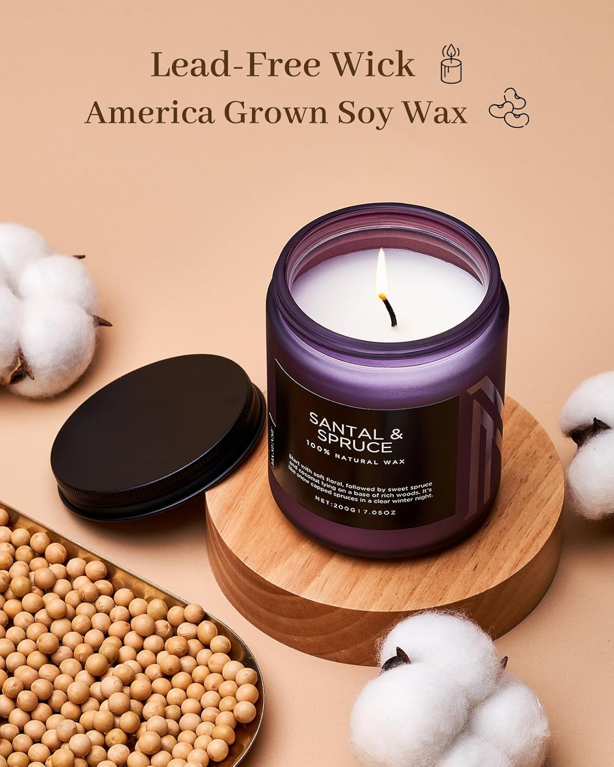 M&SENSE Sweet Spruce Scented Candle, Natural Soy Wax Winter Candle Cotton Wick 7.05oz Up to 50 Hours Tree Scented for Holiday Housewarming Gifts for Friends Family