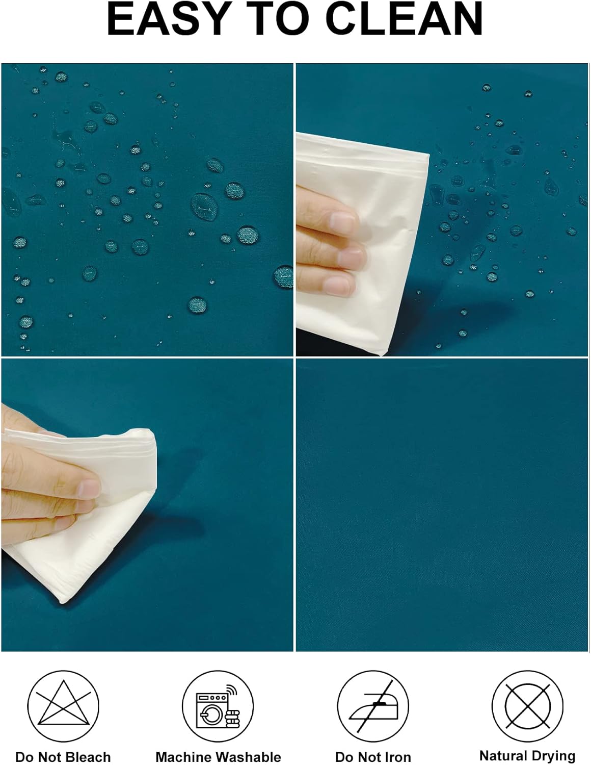 Fokitut 2 Pack Waterproof Round Tablecloth, 132 Inch, Stain Resistant and Wrinkle Polyester Table Cloth, Fabric Table Cover for Kitchen Dining, Wedding, Party, Holiday Dinner-Caribbean Blue