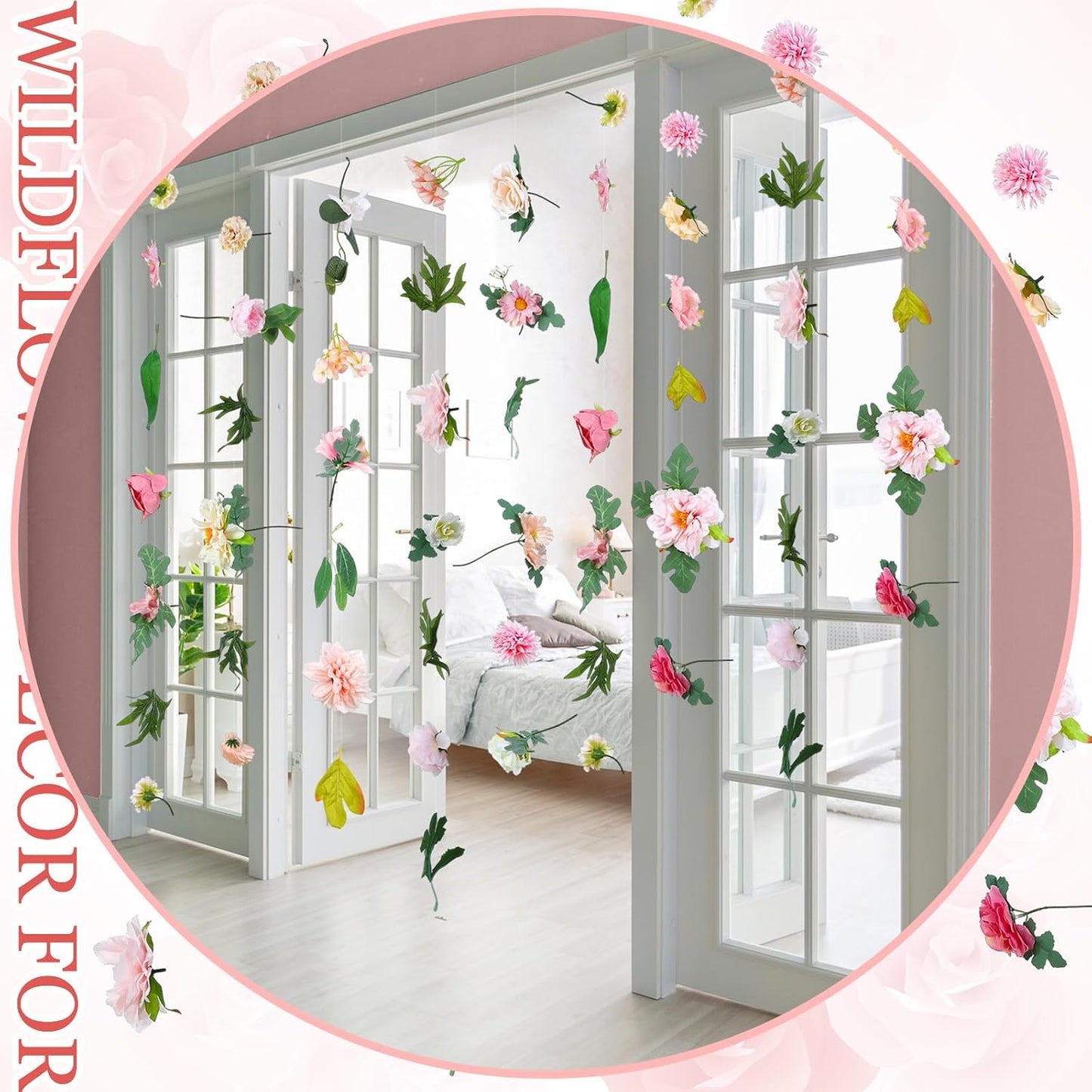 XunYee 6 Pcs 35.4 ft Flower Garlands Hanging Wildflower Backdrop Decoration Artificial Floral Garlands Fake Flower Vines Faux Silk Wildflower Decor for Halloween Fall Wedding Garden Wall Arch(Blossom)