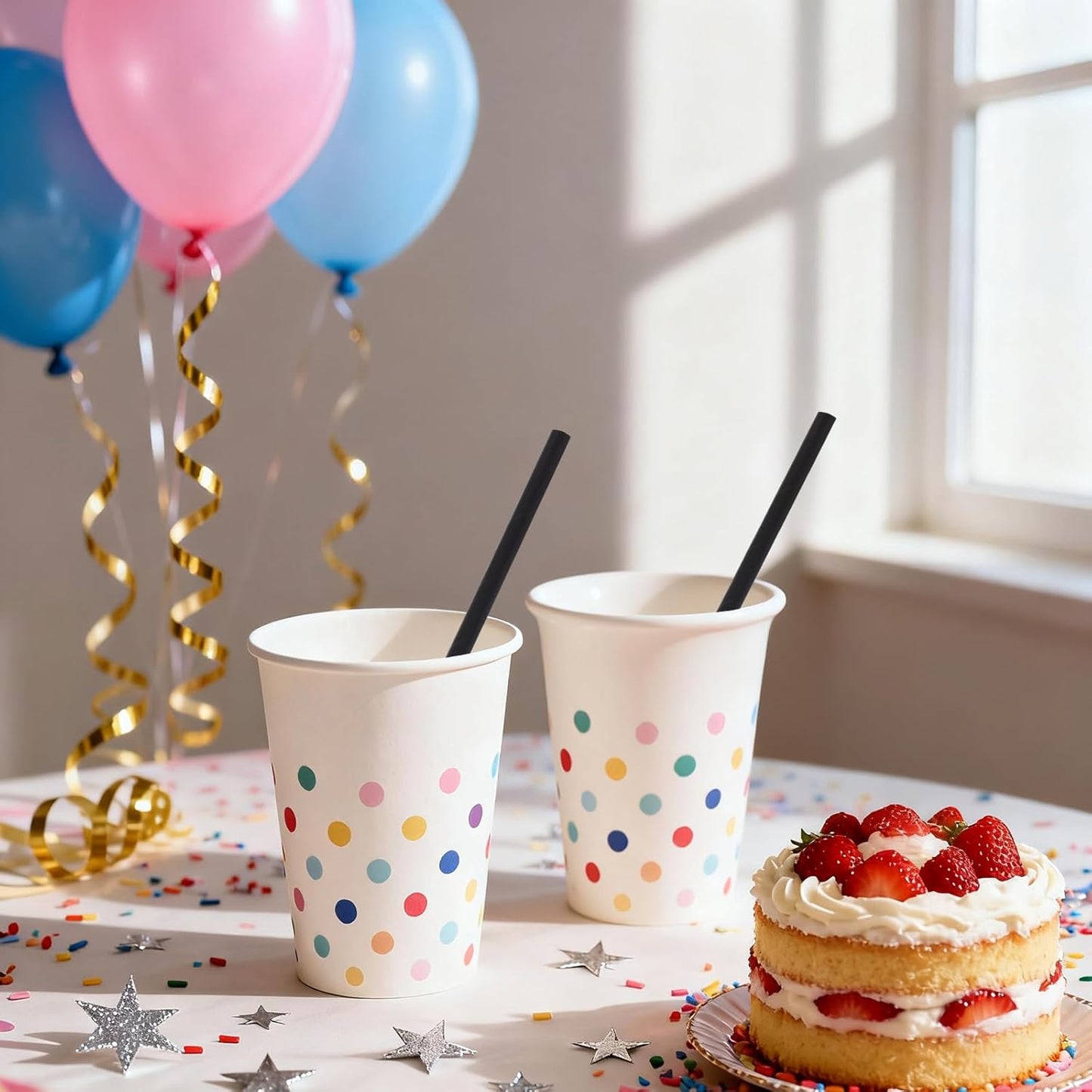 Black Disposable Drinking Straws - Biodegradable Cocktail Paper Straws for Party, Restaurants, Weddings, 7.75"x0.24", 100 Bulk