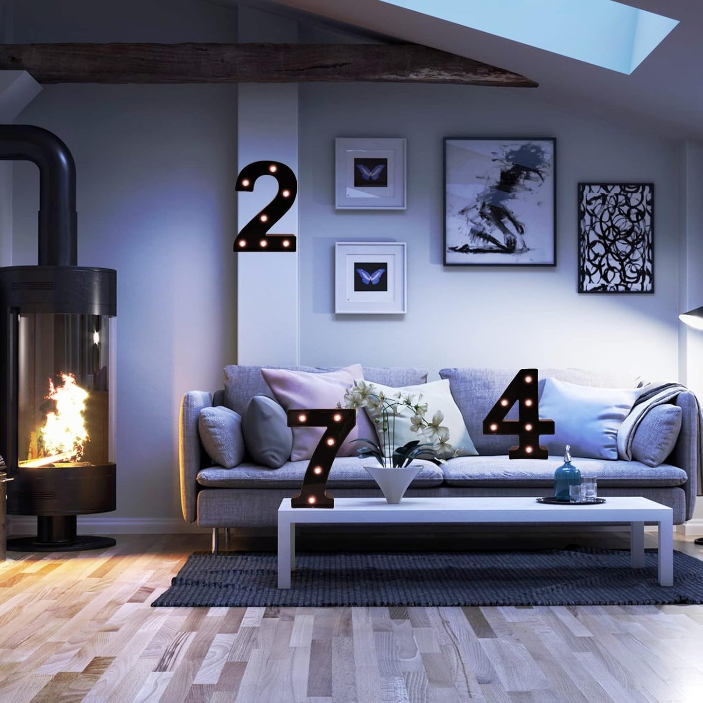 Light Up Black Alphabet Marquee Number Sign LED Marquee Number Lights Sign for Night Light Home Bar Christmas Lamp Birthday Party Wedding Decoration 8