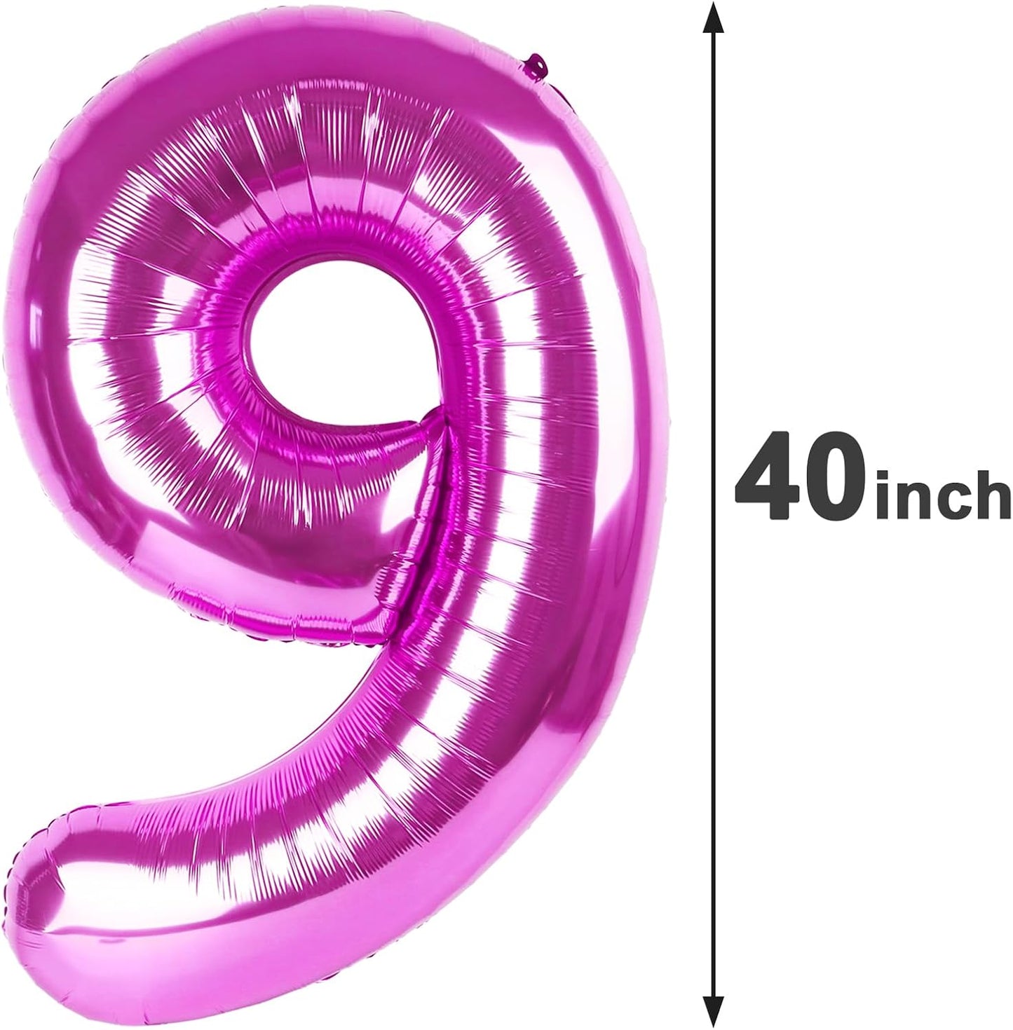 40 Inch Big Rosy Purple 9 Balloon Number, Jumbo Giant Happy 9th 19 29 39 49 99 Birthday Party Decorations,Rosy Purple Large Nine Mylar Foil Anniversary Birthday Party Engagement Decorations