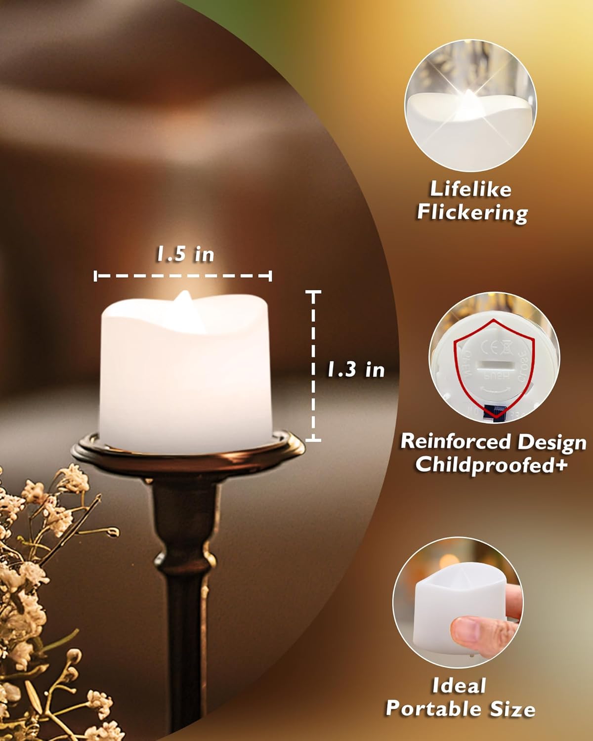 Homemory Timer Tea Lights Candles Battery Operated, 6H Timer Built-in, Auto On Daily, Flameless LED Tealight Votives for Table Centerpieces, Lantern, Holiday Decor, Cool White, No Remote, 24-Pack