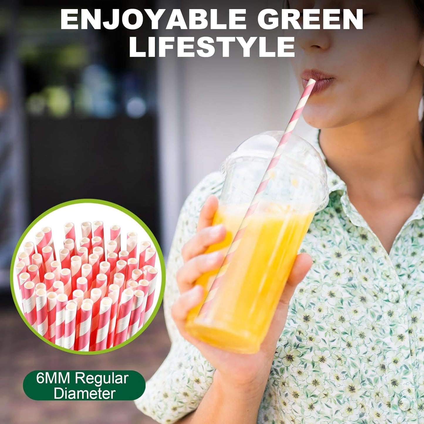 10.25" Long Pink/White Striped Disposable Paper Drinking Straws Bulk - Unwrapped [600 Counts]