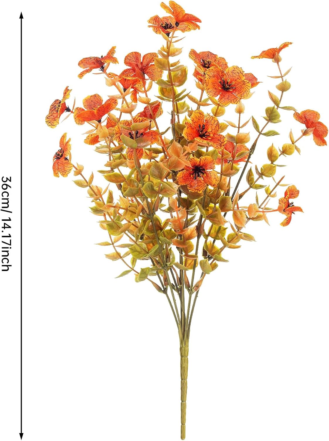 12 Bundles Artificial Fall Flowers Fake Plastic Plants Indoor Outside Hanging Planter No Fade Faux Autumn Plants Thanksgiving Home Garden Fireplace Décor (Fall with Flowers)