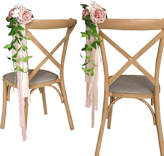 Lookein Set of 8 Pew Flowers for Wedding Ceremony Chair Decorations Bench Decoration Wedding Aisle Chair Decoration, Dusty Rose