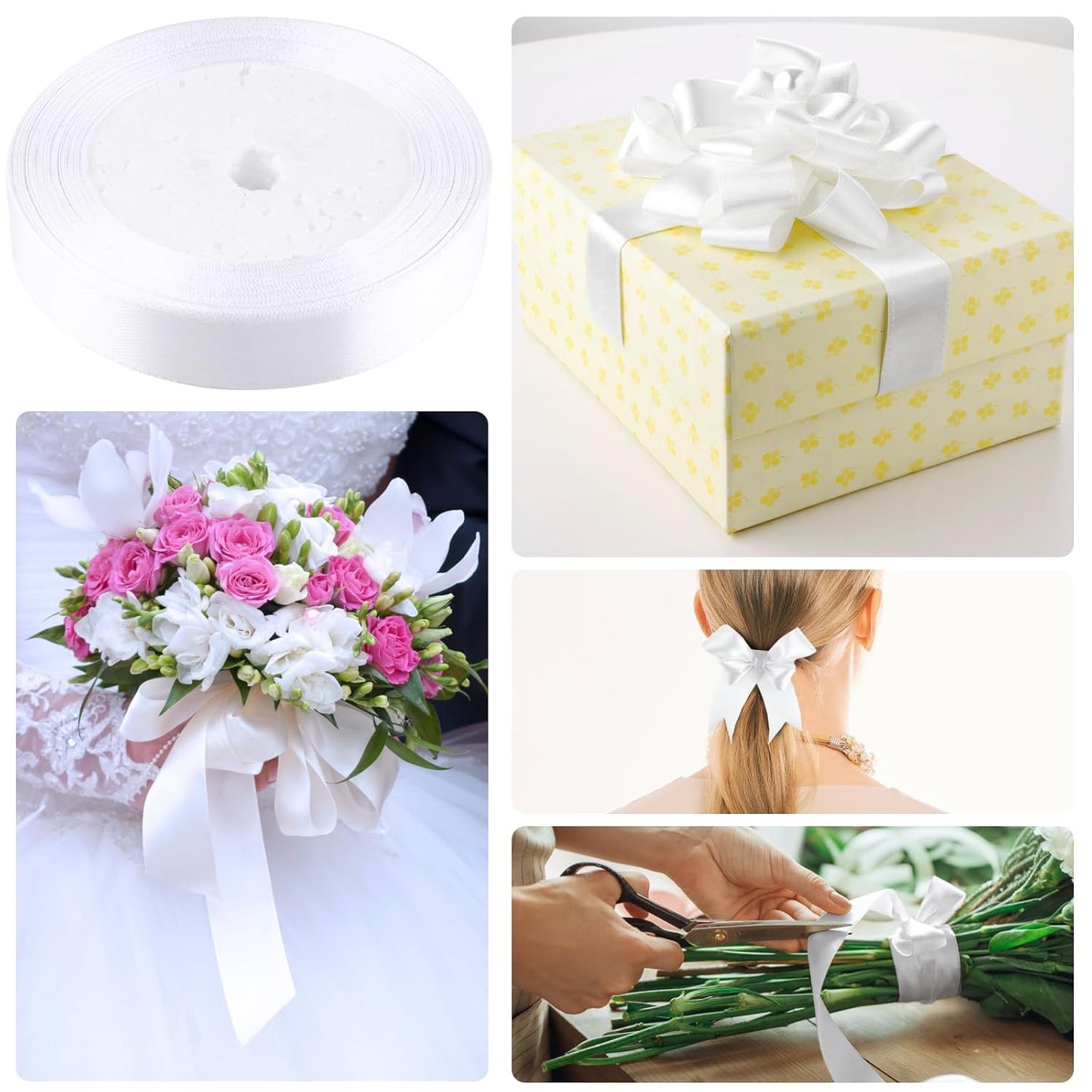 GLAMFIELDS Floral Tape and Floral Wire,Floral Arrangement Kit with Green Flower Tape for Bouquets,Boutonniere pin,White Ribbon, Wire Cutter for Bridal Bouquet kit, Wreath Making Supplies