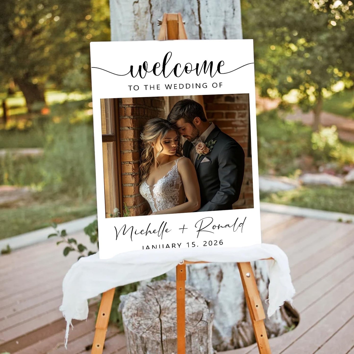 Editable Wedding Welcome Sign with Photo, Personalized Modern Reception Poster, Minimalist Printable Welcome Board